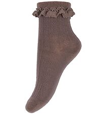 Wheat Strømper m. Blonde - Uld - Nora - Shadow Brown