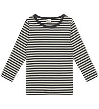 Mads Nørgaard Bluse - Striped Tobinino - Black/Vanilla Ice