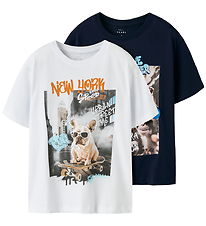 Name It T-shirt - NkmVoto - 2-pak - Navy Blazer/Bright White
