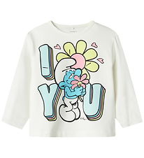 Name It Bluse - NmfFrida - Smurfs - Cloud Dancer