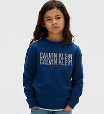 Calvin Klein Bluse - Terry Seasonal Logo - Blue Jean