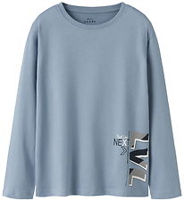 Name It Bluse - Loose - NkmVagno - Dusty Blue/LVL