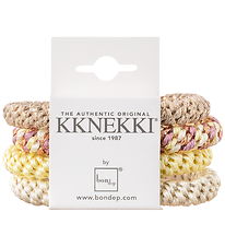 Kknekki Hårelastikker - 4-pak - Hvid/Beige/Gul