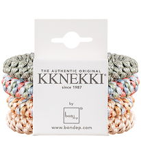 Kknekki Hårelastikker - 4-pak - Beige/Grøn/Pink