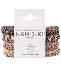 Kknekki Hårelastikker - 4-pak - Pink/Beige/Brun