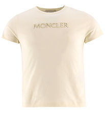 Moncler T-shirt - Cream m. Broderi