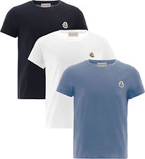 Moncler T-shirt - 3-pak - Hvid/Blå/Navy