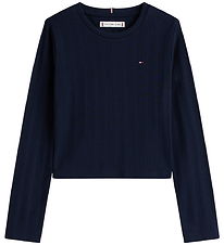 Tommy Hilfiger Bluse - Pointelle - Dark Night Navy