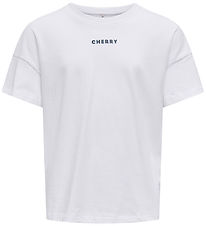 Kids Only T-shirt - kogCarrie - Bright White/Cherry