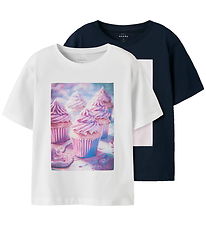 Name It T-shirt - NkfVotea - 2-pak - Bright White/Navy Blazer/Gi