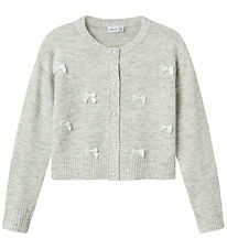 Name It Cardigan - Strik - NkfKarin - Lysegråmeleret/Sløjfer