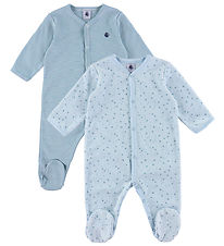 Petit Bateau Natdragt - 2-pak - Blå m. Stjerner/Striber