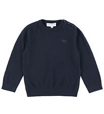 Emporio Armani Bluse - Bomuld/Uld - Navy