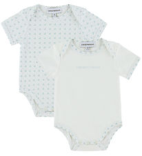 Emporio Armani Bodyer k/æ - 2-pak - Hvid/Lyseblå m. Logoer