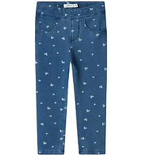 Name It Leggings - Noos - NmfSalli - Medium Blue Denim/Hearts