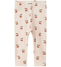Lil Atelier Legging - NbfLavo - Silver Peony/Cherry