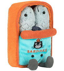 Jellycat Bamse - 17x11 cm - Amuseables Sardine Tin - Orange/Grå