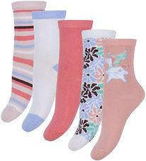 Name It Strømper - 5-Par - NmfVinni - Bright White/Floral AOP
