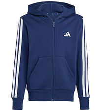adidas Performance Hættetrøje - J 3S FL FZ HD - Dkblue/White