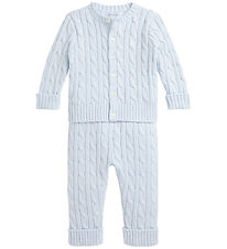 Polo Ralph Lauren Cardigan/Bukser - Strik - Pearl Blue