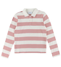 Grunt Polobluse - GrAnte - Dusty Rose/Hvidstribet