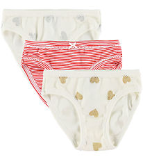 Petit Bateau Trusser - 3-pak - Hvid/Rød