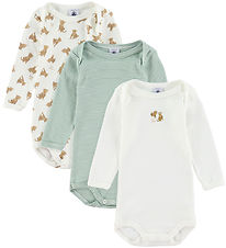 Petit Bateau Body l/æ - 3-pak - Hvid/Grøn