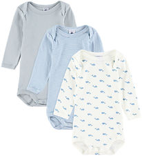 Petit Bateau Body l/æ - 3-pak - Blå/Hvid