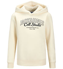 Jack & Jones Hættetrøje - JjMakoto - Antique White/Big Print