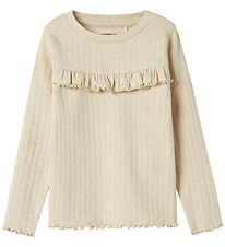 Name It Bluse - Rib - NmfLalla - Peyote Melange m. Hulmønster