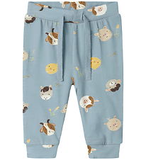 Name It Bukser - NbmLarm - Dusty Blue m. Print