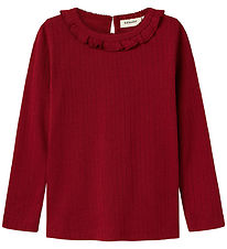 Lil Atelier Bluse - Rib - NmfRachel - Red Dahlia