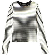 LMTD Bluse - Rib - Noos - NlfHinaja - Dark Grey Melange/White St