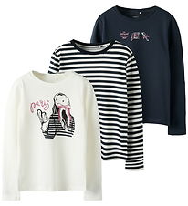 Name It Bluse - 3-Pak - NkfNiana - Dark Sapphire/Dark Sapphire+C