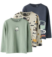 Name It Bluse - 3-Pak - NmmNiko - Green Bay/Silver Lining+India