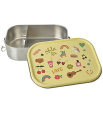 Rice madkasse - Rustfrit Stål - 2 Rum - Love Print - Lys Gul