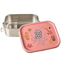 Rice Madkasse - Rustfrit Stål - 2 Rum - Ocean Print - Koral