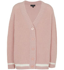 Emporio Armani Cardigan - Strik - Burnished Lilac m. Hvid