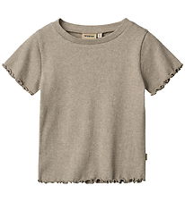 Wheat T-shirt - Rib - Alicia - Gravel Melange