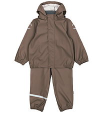 Mikk-Line Regntøj m. Seler - PU - Chocolate Chip