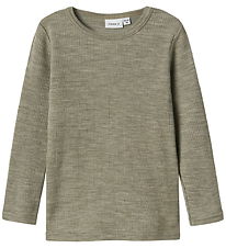 Name It Bluse - Uld - Rib - Noos - NmnWax - Dried Sage