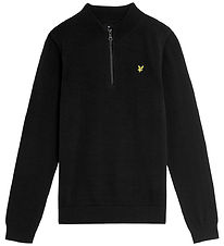 Lyle & Scott Bluse - Strik - Quarter Zip - Jet Black