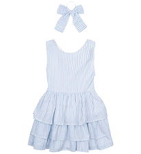 The New Kjole/Hårelastik - TnNalani - White Swan Striped m. Glim