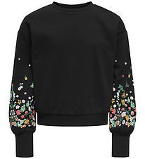 Kids Only Sweatshirt - KogBrooke - Black/Sleeve Flower