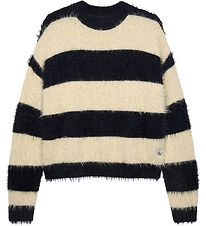 Calvin Klein Bluse - Strik - Ck Stripe - Whitecap Gray/Black