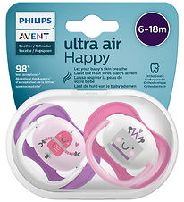 Philips Avent Sutter - 2-pak - Uktra Air - Pink/Lilla m. Robot