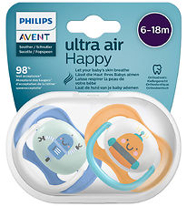 Philips Avent Sutter - 2-pak - Uktra Air - Blå/Orange m. Robot