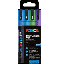 Posca Tuscher - PC-3M - 4 stk. - Blå/Grøn/Lilla m. Glimmer