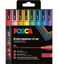 Posca Tuscher - PC-3M - 8 stk. - Multifarvet m. Glimmer
