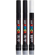 Posca Tuscher m. Penselspids - PCF-350 - 3 stk - Hvid/Sort